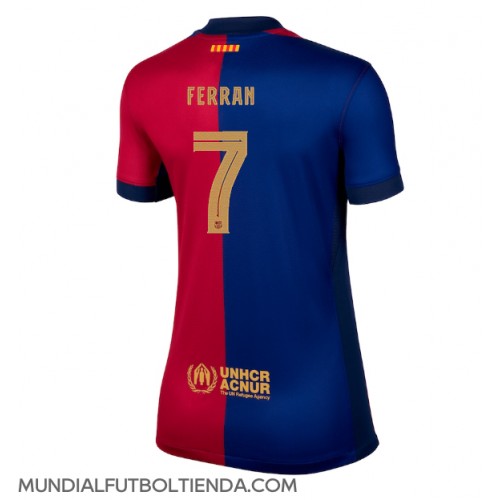 Camiseta Barcelona Ferran Torres #7 Primera Equipación Replica 2024-25 para mujer mangas cortas